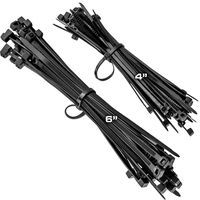 Pro-Grade, Black Zip Ties Multisize Set of 100. High-Strength Cable Tie Pack Has 50x 4 and 6 inch UV-Resistant Nylon Fasteners. Durable Wraps For Storage, Organization and Wire Management.