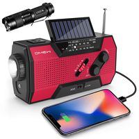 Emergency Weather Radio,Omew Portable Solar Hand Crank NOAA Weather Radio with AM/FM, LED Lamp & 2000mAh Power Bank Phone Charger & SOS Alarm and Waterproof Handheld Flashlight