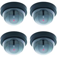 (4 Piece) Fake Dummy Security CCTV Dome Camera with Flashing Motion Sensitive Red LED Light for Indoor and Outdoor Use