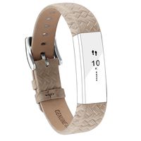 POY Replacement Bands Compatible for Fitbit Alta and Fitbit Alta HR, Genuine Leather Wristbands, Weave Gray