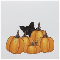 3dRose Kitty With Pumpkins And Creepy Spiders On Halloween - Greeting Cards, 6 x 6 inches, set of 12 (gc_28895_2)