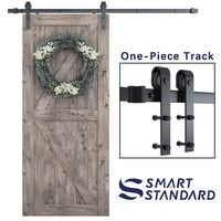 SMARTSTANDARD 6.6 Foot One-Piece Track Sliding Barn Door Hardware Kit -Smoothly and Quietly -Easy to Install -Includes Step-By-Step Installation Instruction, Fit 36"-40" Wide Door Panel (J Shape)