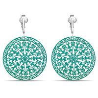 Aloha Earrings Lovely Victorian Filigree Clip On Earrings for Women Clip-ons, Lightweight Teardrop Leaf Dangle (Large Round Filigree- Sea Green)