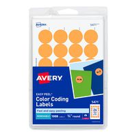 Avery Self-Adhesive Removable Labels, 0.75 Inch Diameter, Orange Neon, 1008 per Pack (5471)