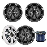 Pair of Kicker 41KM654CW 6.5" 2-Way Coaxial 4-Ohm Marine/Boat Speakers with 3/4 Inch Titanium Waterproof Tweeters - 95 Watts Peak/65 Watts RMS Each Speaker / 390 Watts Peak/130 Watts RMS Per Pair