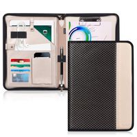 Toplive Zippered Padfolio Portfolio Case,Executive Business Conference Folder Document Organizer with Letter/A4 Size Clipboard, Business Card Holder,Mermaid Black