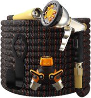 TBI Pro Garden Hose Expandable - Superior Strength 3750D / 4-Layers Latex/Extra-Strong Brass Connectors / 10-Way Durable Zinc Water Spray Nozzle, 2-Way Pocket Flexible Splitter (50 Feet)