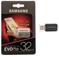 Samsung Evo Plus 32GB MicroSD Memory Card & Adapter Works with GoPro Hero 8 Black (Hero8), Max 360 UHS-I, U1, Speed Class 10, SDHC (MB-MC32G) with (1) Everything But Stromboli (TM) Micro Card Reader