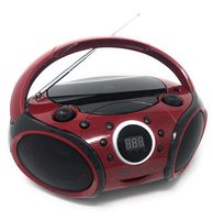 SINGING WOOD CD, CD-R/RW Player Portable/w Bluetooth AM/FM Radio Aux Input, Headset Jack, Foldable Carrying Handle (Firemist Red)
