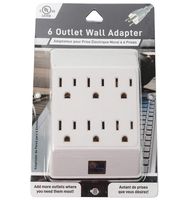 Jacent 6 Outlet Grounded Wall Adapter with Two 3 Prong Plugs - 1 Pack