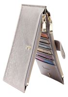 Travelambo Womens Walllet RFID Blocking Bifold Multi Card Case Wallet with Zipper Pocket (synethic leather silver gold)