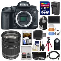 Canon EOS 7D Mark II GPS Digital SLR Camera Body with 18-200mm IS Lens + 64GB Card + Backpack + Battery/Charger + Tripod + Kit