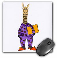 3dRose Mouse Pad Funny Silly Llama Wearing Purple Flowered Pajamas, 8 x 8" (mp_273487_1)