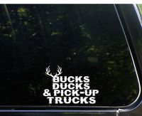 Sweet Tea Decals Bucks Ducks and Pick-up Trucks - 5 1/2" x 3 3/4" - Vinyl Die Cut Decal/Bumper Sticker for Windows, Trucks, Cars, Laptops, Macbooks, Etc.