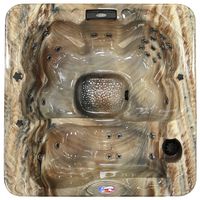 American Spas AM-730LM 6-Person 30-Jet Lounger Spa with Backlit Led Waterfall with Titanium Heater/Cover, Tuscany Sun and Mahogany, 5.5 kw