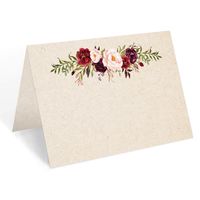 321Done Blank Table Tent Cards (Set of 10), 4x6 Inches Folded for Weddings, Rehearsal Dinners, Holiday Parties Place Cards - Red Roses Kraft Tan Floral - Made in USA