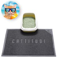 WePet Cat Litter Mat, Kitty Litter Trapping Mat, M Size, Premium Durable Soft PVC Rug, No Phthalate, Urine Waterproof, Easy Clean, Washable, Scatter Control, Box Carpet, Cattitude, 30 x 20 Inch Grey