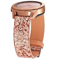 Greaciary Glitter Band Compatible Galaxy Watch 42mm,20mm Sparkle Bling Leather Strap Wristband for Samsung Galaxy Smartwatch Women Girls Rose Gold