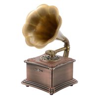 Bronze Mini Vintage Retro Classic Style Gramophone Phonograph Shape Stereo Speaker Sound System Music Box 3.5mm Audio Aux-in/Micro SD/USB Flash Drive Blue Tooth 4.2