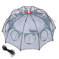 m·kvfa Holes Automatic Fishing Net Shrimp Cage Nylon Foldable Crab Fish Trap Cast Hand-Casting Net Cast Folding Fishing Network (10 Holes)