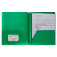 Business Source 3-Hole Punched Poly Portfolios, Green (20888)