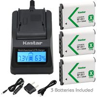 Kastar Fast Charger and Battery (3-Pack) for Sony NP-BX1, M8 and Cyber-shot DSC-HX50V, HX300, RX1, RX1R, RX100, RX100M, RX100M3, WX300, HDR-AS10, AS15, AS30V, AS100V, AS100VR, CX240, MV1, PJ275 Camera