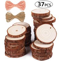 5ARTH Natural Wood Slices - 37 Pcs 2.0"-2.4" Craft Unfinished Wood kit Predrilled with Hole Wooden Circles for Arts Wood Slices Christmas Ornaments DIY Crafts