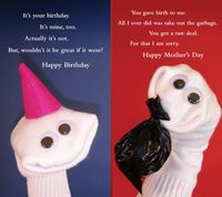 Quiplip Sock Em's Birthday + Mother's Day 6) Greeting Cards