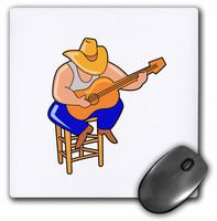 3dRose LLC 8 x 8 x 0.25 Inches Mouse Pad, Guitar Player on Stool Head Down Graphic (mp_164303_1)
