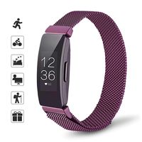 TOMALL Metal Bands Compatible for Fitbit Inspire and Fitbit Inspire HR,Stainless Steel Metal Wristband for Women Men (Small, Purple-red)