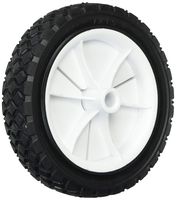 Shepherd Hardware 9611 7-Inch Semi-Pneumatic Rubber Replacement Tire, Plastic Wheel, 1-1/2-Inch Diamond Tread, 1/2-Inch Bore Offset Axle,White