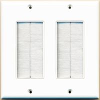 RiteAV - Dual Gang Wall Plate with Brush Bristles - White [Now Fits Larger Cables]