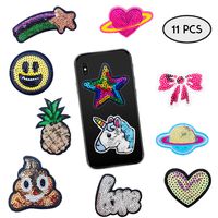 11 Embroidered Sequin VSCO Stickers for Water Bottles, Computer Laptop Stickers for Teens, Trendy Phone Stickers Decals for Cases, Girls Tumblr Stickers Pack,Stickers for Back to School Supplies