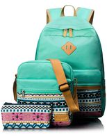 Leaper Canvas Laptop Bag School Backpack Shoulder Bag Purse Pen case Water Blue