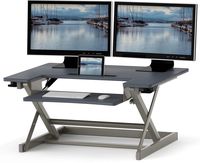 SHW Height Adjustable Sit to Stand Desk Riser Converter Workstation, Gray