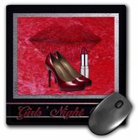 3dRose LLC 8 x 8 x 0.25 Inches Mouse Pad, Bachelorette Party, Girls Night Out, Red High Heels, Lips and Lipstick (mp_40542_1)