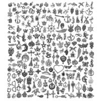 JIALEEY 200 PCS Wholesale Bulk Lots Jewelry Making Charms Mixed Smooth Tibetan Silver Metal Charms Pendants DIY for Necklace Bracelet Jewelry Making and Crafting