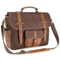 Mens Messenger Bag 15.6 Inch Waterproof Canvas Briefcase Computer Laptop Bag (Brown)