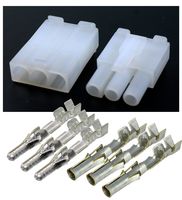 Molex Connector Lot, (3 Circuit) w/14-20 AWG .093" Pins, Free Hanging, Pitch - Mating Interface .264" (6.04mm), 94V-2-3191 Series, w/Lock (Pack of 3 Set)