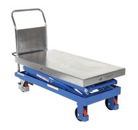 Vestil CART-1500-D-TS Steel Double Scissor Cart, Foot-Actuated, 2 Speed Hydraulic Pump, 1500 lb. Capacity, 47-1/2" x 24" Platform, Height Range 19" to 68", Blue