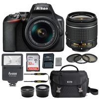 Nikon D3500 DSLR Camera with AF-P DX NIKKOR 18-55mm f/3.5-5.6G VR Lens- Bundle Case, 32GB Card, Flash, Filters, Accessories