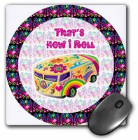 3dRose This is How I Roll Retro Hippie Van Design Mouse Pad, 8" x 8" (mp_102574_1)