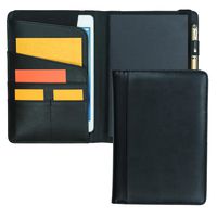 Samsill Professional Notebook Junior Portfolio / Padfolio with Tablet Pocket (Fits Tablets up to 7.9 - Inch) & Composition Style Writing Notebook - 100 Sheets (200 pages), Black