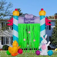 YIHONG 9Ft Easter Inflatables Archway Decorations with Bunny and Chick, Outdoor Easter Decorations, Yard Lawn Inflatable Decor with LED Lights
