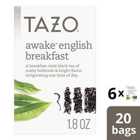 Tazo Awake English Breakfast Tea Bags For a Bold Traditional Breakfast-Style Tea Black Tea Highly Caffeinated Tea 20 Tea Bags 6 ct