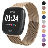 Limque Magnetic Bands Compatible with Fitbit Versa/Versa 2/Versa Lite/SE, Women Men Metal Adjustable Replacement Wristband for Fitbit Versa Smart Watch Multi-Color (Champagne Gold, Large)