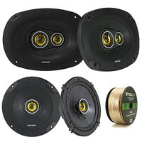 2 Pair Car Speaker Package Of 2x Kicker CSC54 450-Watt 5-1/4" Inch 2-Way Black Coaxial Speakers + 2x CSC6934 900W 6x9" CS Series 3-Way Speakers - Bundle Combo With Enrock 50 Foot 14 Gauge Speaker Wire