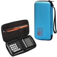 BOVKE for Graphing Calculator Texas Instruments TI-84 / Plus CE Hard EVA Shockproof Carrying Case Storage Travel Case Bag Protective Pouch Box,Blue