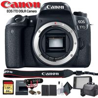 Canon EOS 77D DSLR Camera (International Model) (1892C001) W/Bag, Extra Battery, LED Light, Mic, Filters and More - Advanced Bundle