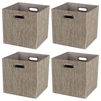 Posprica Storage Bins,11×11 Foldable Storage Cubes Boxes Container Closet Organizer Shelf Cabinet Bookcase,Thick Fabric Drawer Container - 4pcs,Coffee